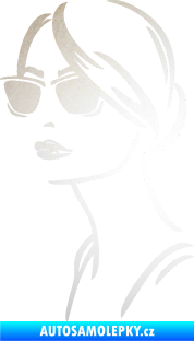 Samolepka Žena tvář 003 levá s brýlemi odrazková reflexní bílá