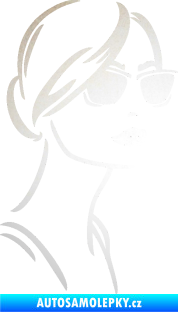 Samolepka Žena tvář 003 pravá s brýlemi odrazková reflexní bílá