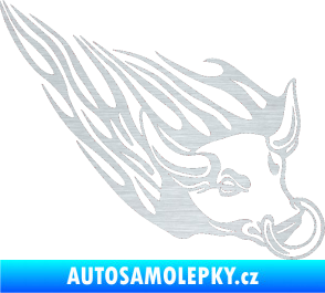 Samolepka Animal flames 010 pravá býk s kruhem škrábaný hliník