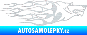 Samolepka Animal flames 017 pravá vlk škrábaný hliník