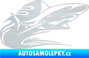 Samolepka Animal flames 037 pravá žralok škrábaný hliník