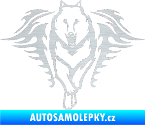 Samolepka Animal flames 039 levá  vlk škrábaný hliník