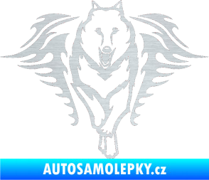 Samolepka Animal flames 039 pravá  vlk škrábaný hliník