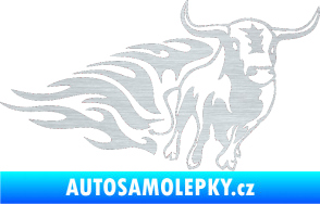 Samolepka Animal flames 057 pravá býk škrábaný hliník