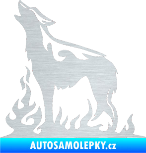 Samolepka Animal flames 066 levá vyjící vlk škrábaný hliník