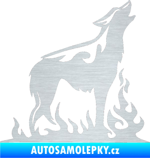 Samolepka Animal flames 066 pravá vyjící vlk škrábaný hliník
