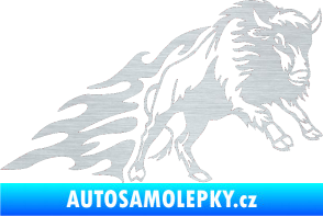 Samolepka Animal flames 089 pravá býk škrábaný hliník