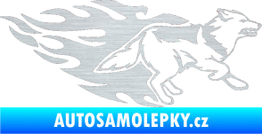 Samolepka Animal flames 090 pravá  vlk škrábaný hliník