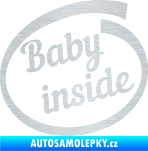 Samolepka Baby inside dítě v autě nápis škrábaný hliník