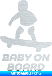 Samolepka Baby on board 008 levá skateboard škrábaný hliník