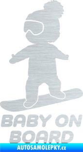 Samolepka Baby on board 009 levá snowboard škrábaný hliník