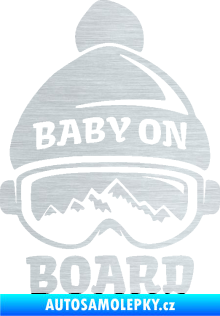 Samolepka Baby on board 012 pravá na horách škrábaný hliník