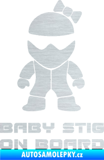 Samolepka Baby stig on board girl škrábaný hliník