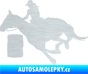 Samolepka Barrel racing 001 levá cowgirl rodeo škrábaný hliník