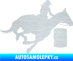 Samolepka Barrel racing 001 pravá cowgirl rodeo škrábaný hliník