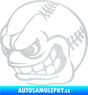 Samolepka Baseballový míček 001 levá s obličejem škrábaný hliník
