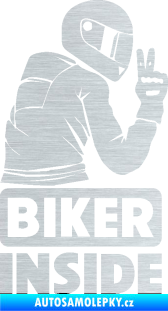 Samolepka Biker inside 003 pravá motorkář škrábaný hliník