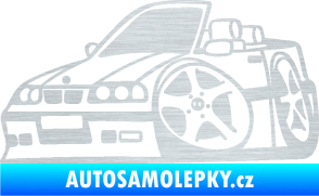 Samolepka BMW e30 cabrio karikatura levá škrábaný hliník