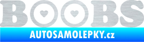 Samolepka Boobs nápis se srdíčky škrábaný hliník