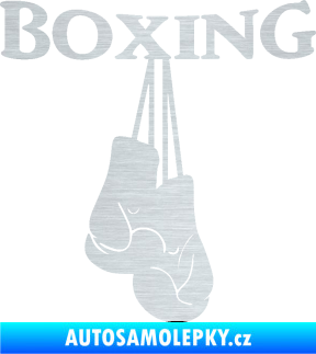 Samolepka Boxing nápis s rukavicemi škrábaný hliník