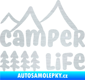 Samolepka Camper life 001 horská turistika škrábaný hliník