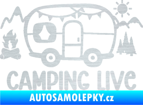Samolepka Camping live 001 levá cestování v karavanu škrábaný hliník