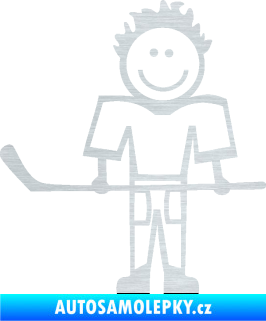 Samolepka Cartoon family kluk 002 levá hokejista škrábaný hliník