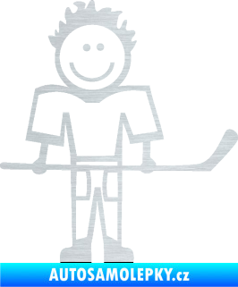 Samolepka Cartoon family kluk 002 pravá hokejista škrábaný hliník