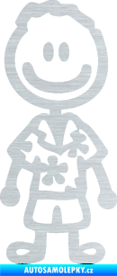 Samolepka Cartoon family kluk Hawaii škrábaný hliník