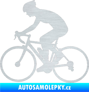 Samolepka Cyklista 005 levá škrábaný hliník