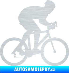 Samolepka Cyklista 008 pravá škrábaný hliník