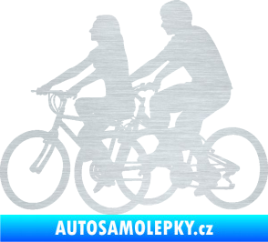 Samolepka Cyklisté 001 levá pár škrábaný hliník
