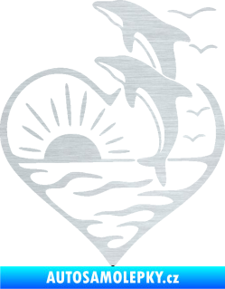 Samolepka Delfíni 002 levá západ slunce škrábaný hliník