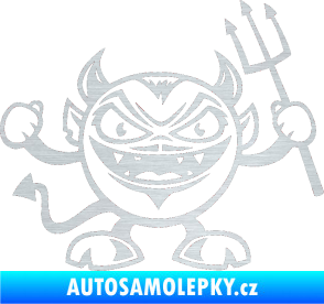Samolepka Devil pravá čertík s vidlemi škrábaný hliník