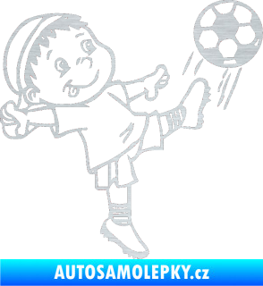 Samolepka Dítě v autě 022 pravá fotbalista s míčem škrábaný hliník