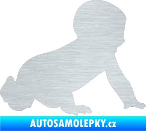 Samolepka Dítě v autě 025 pravá miminko silueta škrábaný hliník