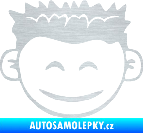 Samolepka Dítě v autě 048 levá kluk hlavička škrábaný hliník