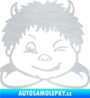 Samolepka Dítě v autě 055 levá kluk čertík škrábaný hliník
