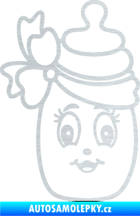 Samolepka Dítě v autě 062 levá kojenecká lahvička škrábaný hliník