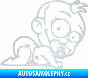 Samolepka Dítě v autě 067 pravá lezoucí miminko škrábaný hliník