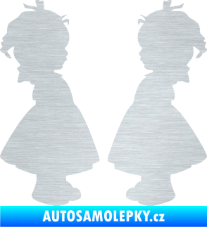 Samolepka Dítě v autě 072 dvě holčičky sourozenci škrábaný hliník