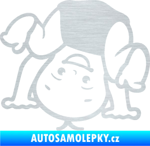 Samolepka Dítě v autě 101 levá vzhůru nohama škrábaný hliník