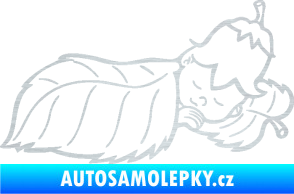 Samolepka Dítě v autě 107 pravá spinká na lístečku škrábaný hliník