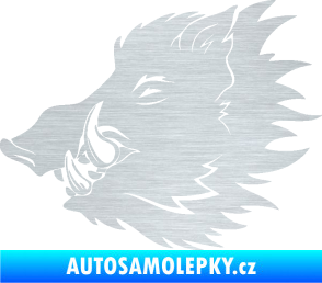 Samolepka Divoké prase 001 levá kanec hlava škrábaný hliník