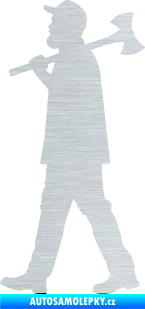 Samolepka Dřevorubec 002 levá škrábaný hliník
