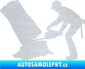 Samolepka Dřevorubec 003 levá škrábaný hliník
