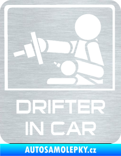 Samolepka Drifter in car 003 škrábaný hliník