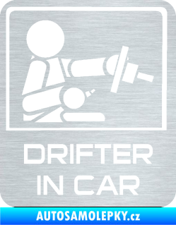 Samolepka Drifter in car 004 škrábaný hliník
