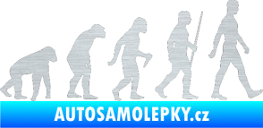 Samolepka Evoluce 001 pravá škrábaný hliník