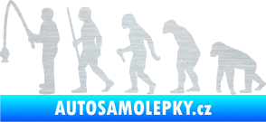 Samolepka Evoluce 005 rybář levá škrábaný hliník